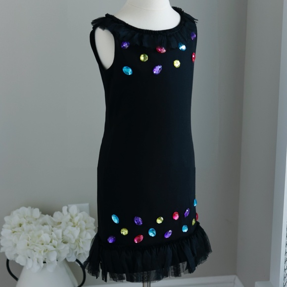 Little Black Dress Sleeveless Faux Jewels Party Recital Special Occasion NWT - Picture 7 of 12